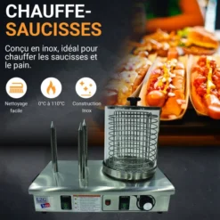 Appareil à Hot Dog Chauffe-Saucisses - 3 Plots à Pains - L2G