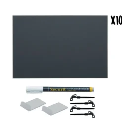 ardoise tags A5 (effaçable) - lot de 10 + feutre-craie + accessoires - Securit