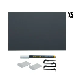 ardoise tags A4 (effaçable) - lot de 5 + feutre-craie + accessoires - Securit