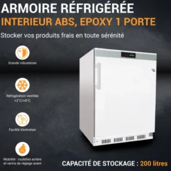 ARMOIRE REFRIGEREE BLANCHE +2/+8°C GAZ R600A