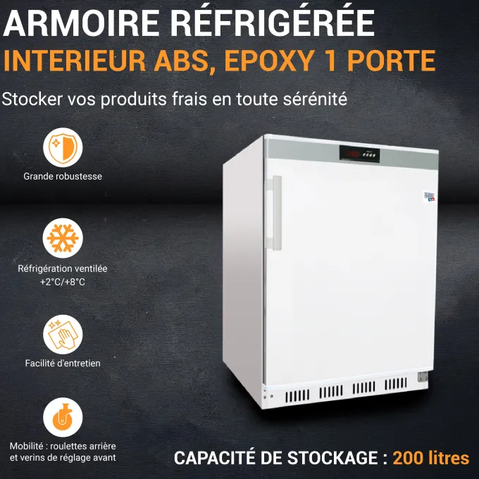 ARMOIRE REFRIGEREE BLANCHE +2/+8°C GAZ R600A