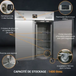 ARMOIRE REFRIGEREE INOX 2 PORTES -18/-22°C - L2G