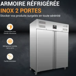 ARMOIRE REFRIGEREE INOX 2 PORTES -18/-22°C - L2G