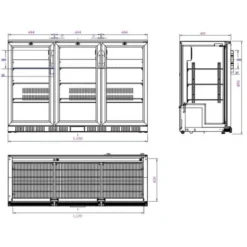 Arrière Bar Réfrigéré Noir 3 Portes Vitrées - 330 Litres - Combisteel