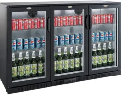 Arrière Bar Réfrigéré Professionnel Noir 3 Portes - Combisteel