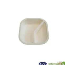 Assiette Carrée 2 Compartiments Pulpe de Cellulose 16x16 cm - SDG - Lot de 500