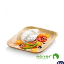 Assiette Carrée en Feuille de Palmier 17x17 cm - SDG Lot de 100