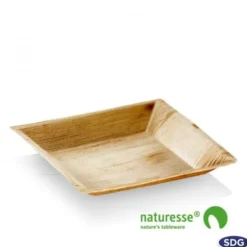 Assiette Carrée Feuille de Palmier 18x18 cm - SDG Lot de 100