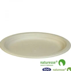 Assiette Jetable Pulpe de Cellulose Nature 26x19 cm - SDG - Lot de 500