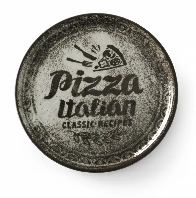 Assiette à Pizza Recipe Collection Noir 310 mm - Lot de 6 - Hendi