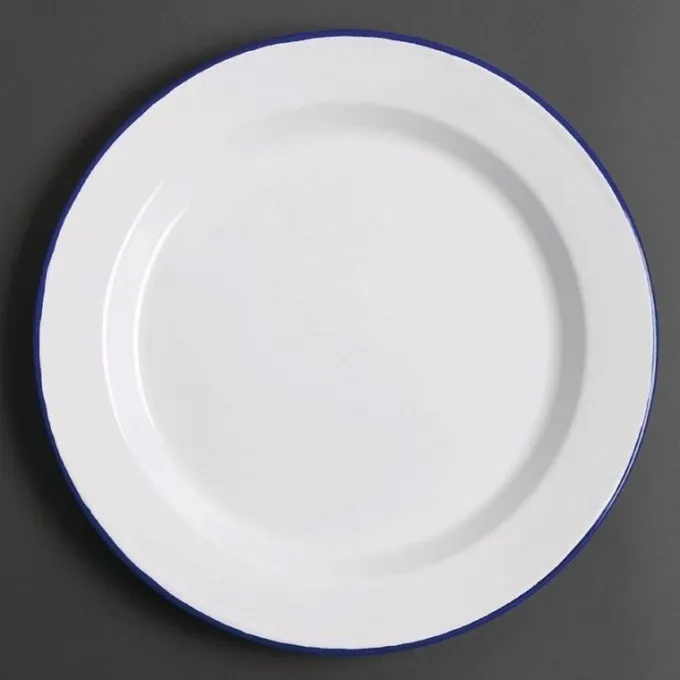 Assiette Plate Acier Émaillé - 300 mm - Lot de 6 - Olympia