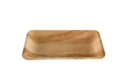 Assiette rectangulaire en feuille de palmier 26 x 17,5 cm - 100 unités - Betik
