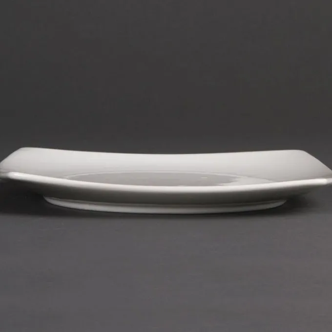 Assiettes Carrées Bords Arrondis Blanches 240(L)mm Lot de 12 Olympia