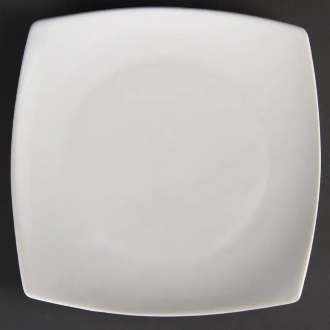 Assiettes Carrées Bords Arrondis Blanches 240(L)mm Lot de 12 Olympia