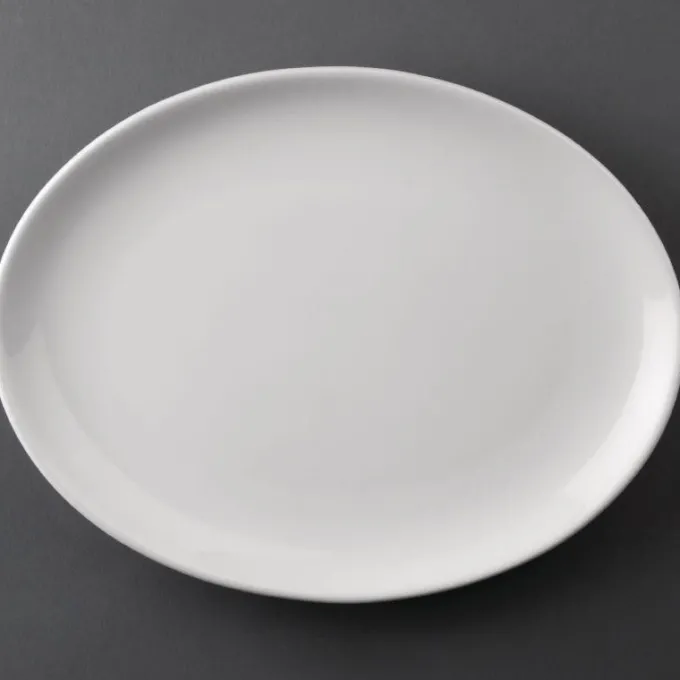 Assiettes Creuses Ovales en Porcelaine Blanche 305(L)x241(l)mm Athena Hotelware - Lot de 6 - Olympia
