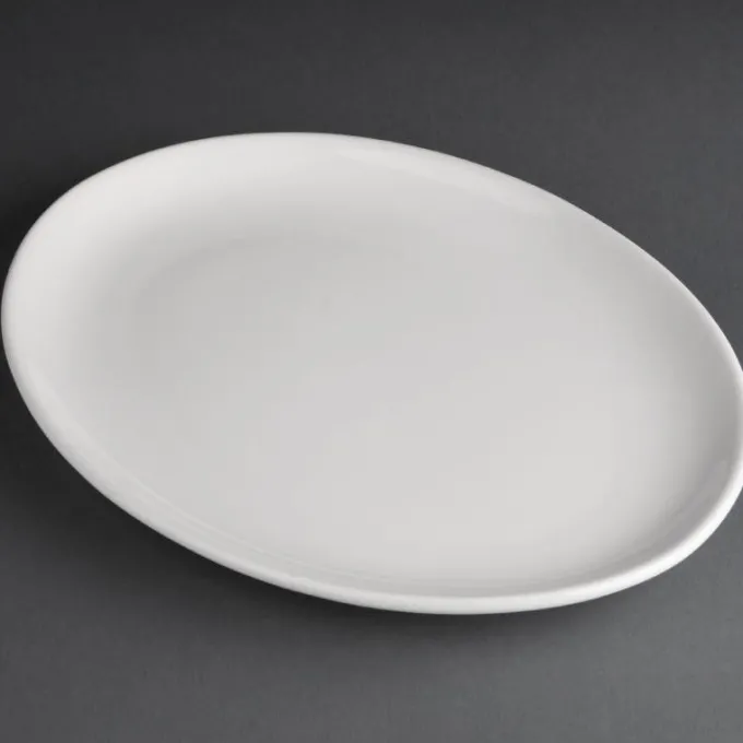 Assiettes Creuses Ovales en Porcelaine Blanche 254(L)x197(l)mm Athena Hotelware Lot de 12 Olympia