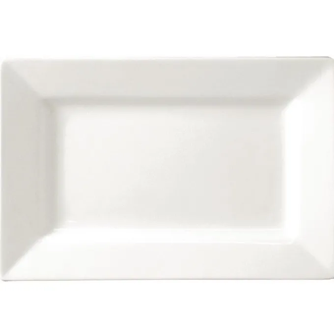 Assiettes en Céramique Rectangulaires 200 x 130 mm à Bord Large Lumina - Lot de 6
