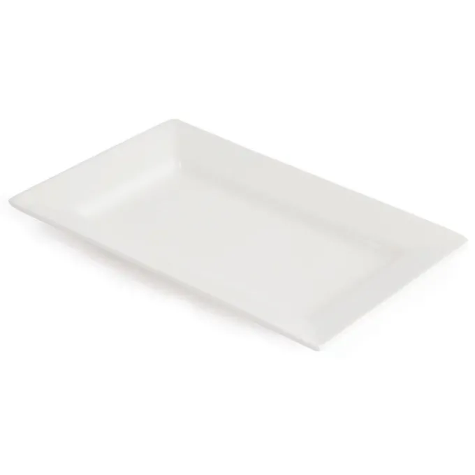 Assiettes en Céramique Rectangulaires 200 x 130 mm à Bord Large Lumina - Lot de 6