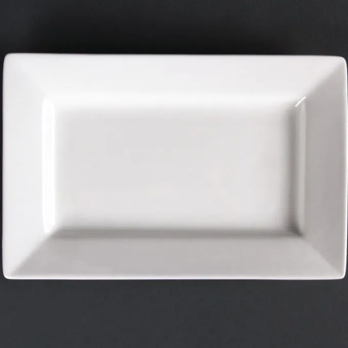 Assiettes en Céramique Rectangulaires 200 x 130 mm à Bord Large Lumina - Lot de 6