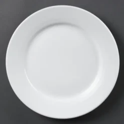 Assiettes Porcelaine à Bord Large Blanches 250(Ø)mm Lot de 12 Olympia