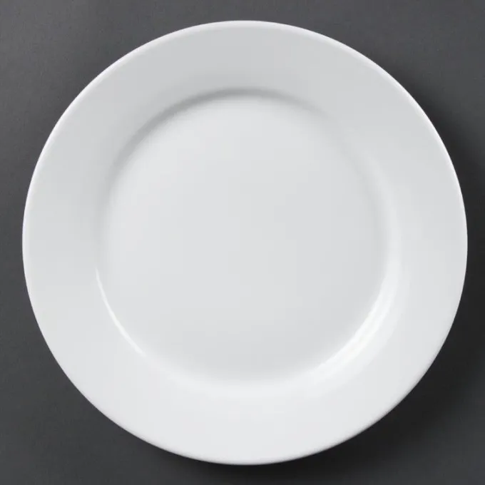 Assiettes Porcelaine à Bord Large Blanches 250(Ø)mm Lot de 12 Olympia
