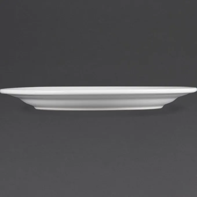Assiettes Porcelaine à Bord Large Blanches 250(Ø)mm Lot de 12 Olympia