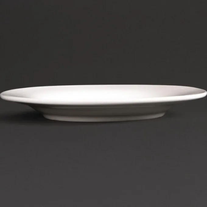 Assiettes Rondes en Céramique Blanche 150 mm à Bord Large Lumina - Lot de 6