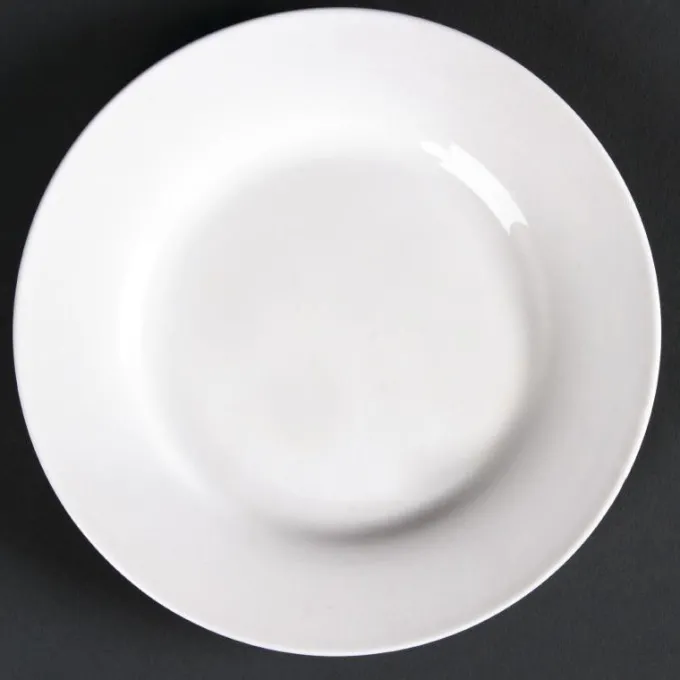 Assiettes Rondes en Céramique Blanche 150 mm à Bord Large Lumina - Lot de 6