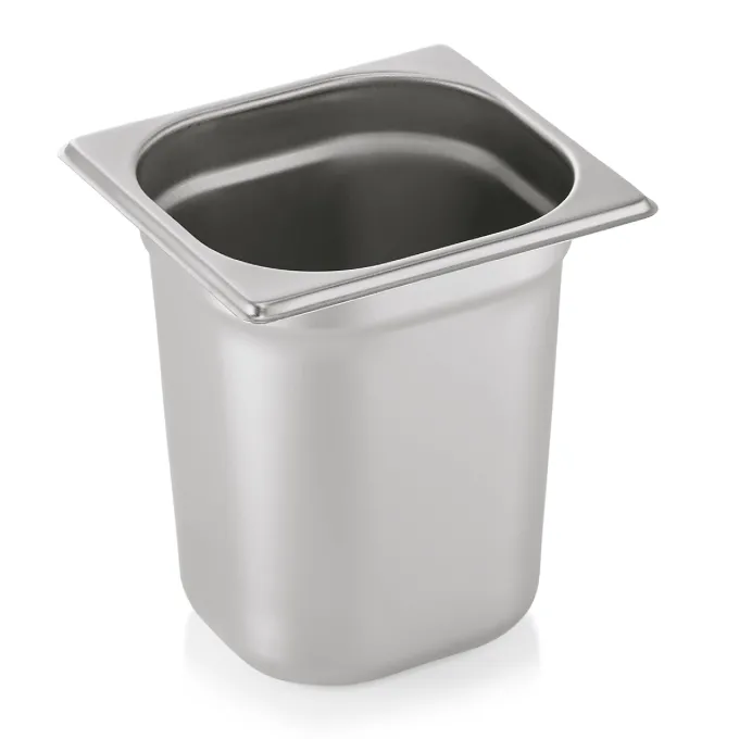 Bac GN 1/6 ECO en Acier au nickel-chrome 3,4 L P 200 mm - Lot de 6 - Was Germany