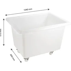 Bac grand volume 310 L - 2 roues fixes, 2 pivotantes avec freins - blanc - Gilac