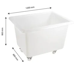 Bac grand volume 500 L - 2 roues fixes, 2 pivotantes avec freins - blanc - Gilac