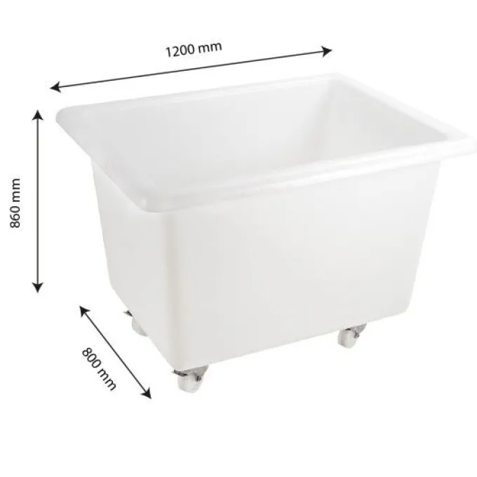 Bac grand volume 500 L - 2 roues fixes, 2 pivotantes avec freins - blanc - Gilac