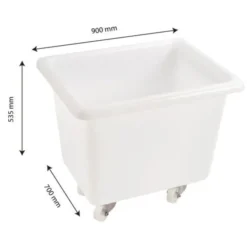 Bac grand volume 220 L - 2 roues fixes, 2 pivotantes avec freins - blanc - Gilac