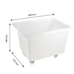 Bac grand volume 100 L - 4 roues pivotantes dont 2 avec freins - blanc - Gilac