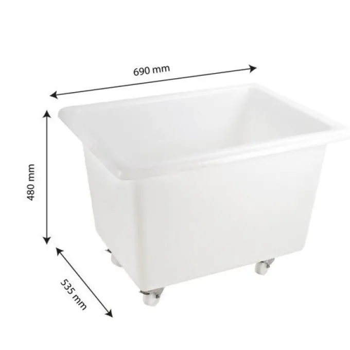 Bac grand volume 100 L - 4 roues pivotantes dont 2 avec freins - blanc - Gilac