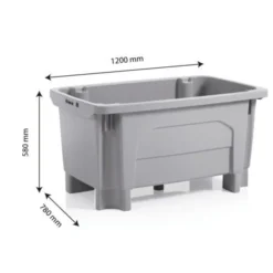 Bac grand volume sur pieds empilable emboîtable 300 L - gris - Gilac