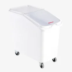 Bac à ingrédients 100 L + couvercle + 4 roues - chape acier - Gilac