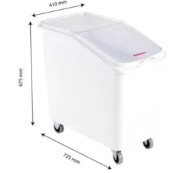 Bac à ingrédients 100 L + couvercle + 4 roues - chape acier - Gilac
