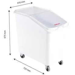 Bac à ingrédients 100 L + couvercle + 4 roues - chape inox - Gilac