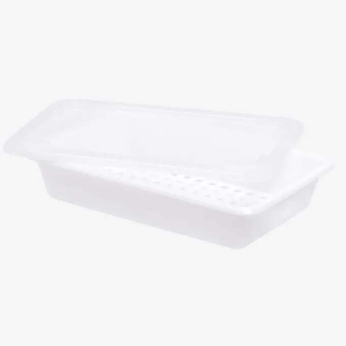 Bac Plat 2 Litres Blanc + Couvercle + Grille - Gilac