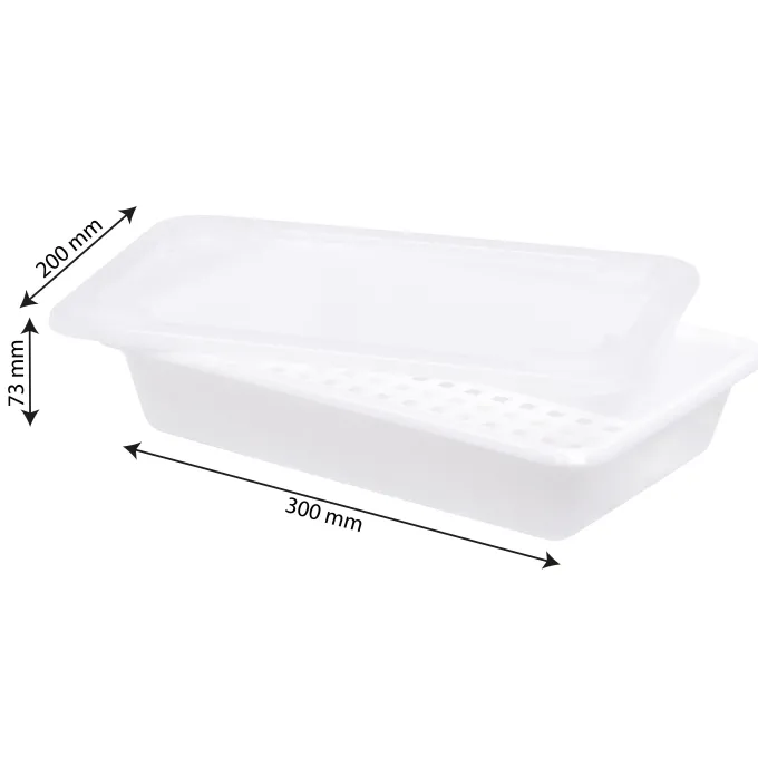 Bac Plat 2 Litres Blanc + Couvercle + Grille - Gilac