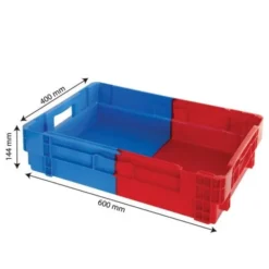 Bac plein empilable emboîtable 600 x 400 x 144 mm bicolore 25 L – bleu/rouge - Gilac