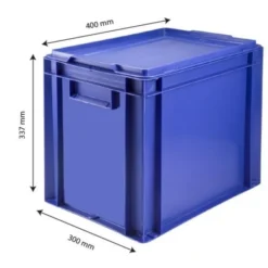 Bac plein 400 x 300 x 337 mm 27 L + couvercle - bleu - Gilac