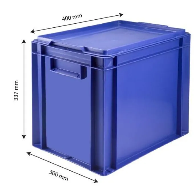 Bac plein 400 x 300 x 337 mm 27 L + couvercle - bleu - Gilac