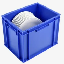 Bac plein 400 x 300 x 337 mm 27 L + couvercle - bleu - Gilac
