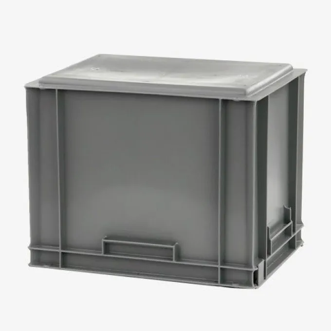 Bac plein 400 x 300 x 330 mm 30 L + couvercle solidaire - gris - Gilac