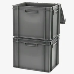 Bac plein 400 x 300 x 330 mm 30 L + couvercle solidaire - gris - Gilac