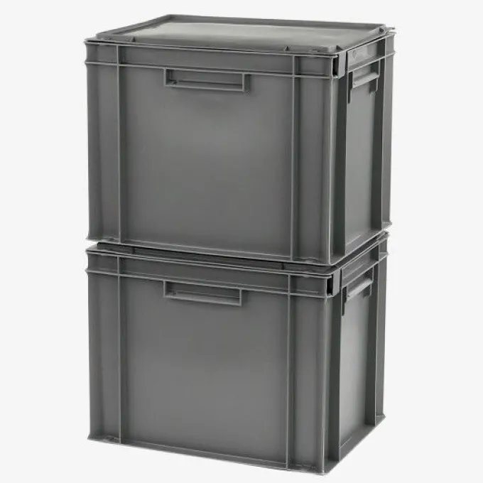 Bac plein 400 x 300 x 330 mm 30 L + couvercle solidaire - gris - Gilac