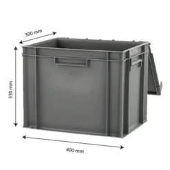 Bac plein 400 x 300 x 330 mm 30 L + couvercle solidaire - gris - Gilac