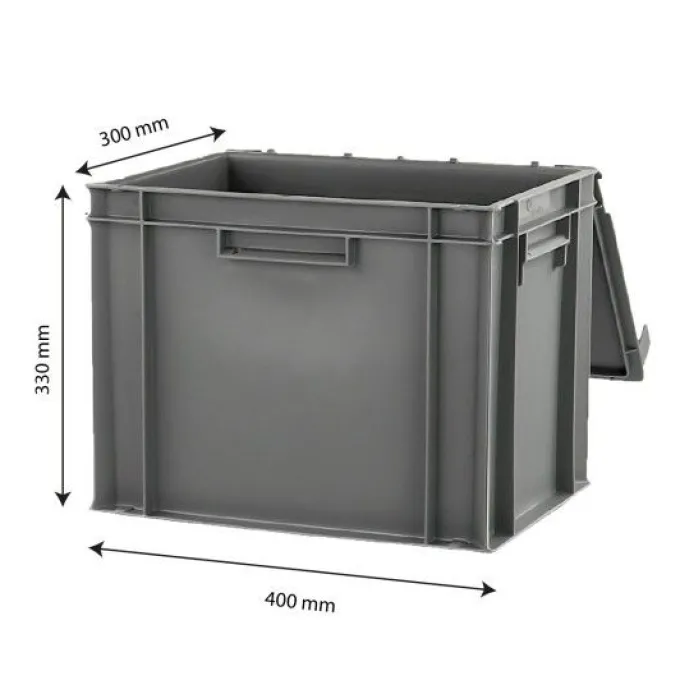 Bac plein 400 x 300 x 330 mm 30 L + couvercle solidaire - gris - Gilac